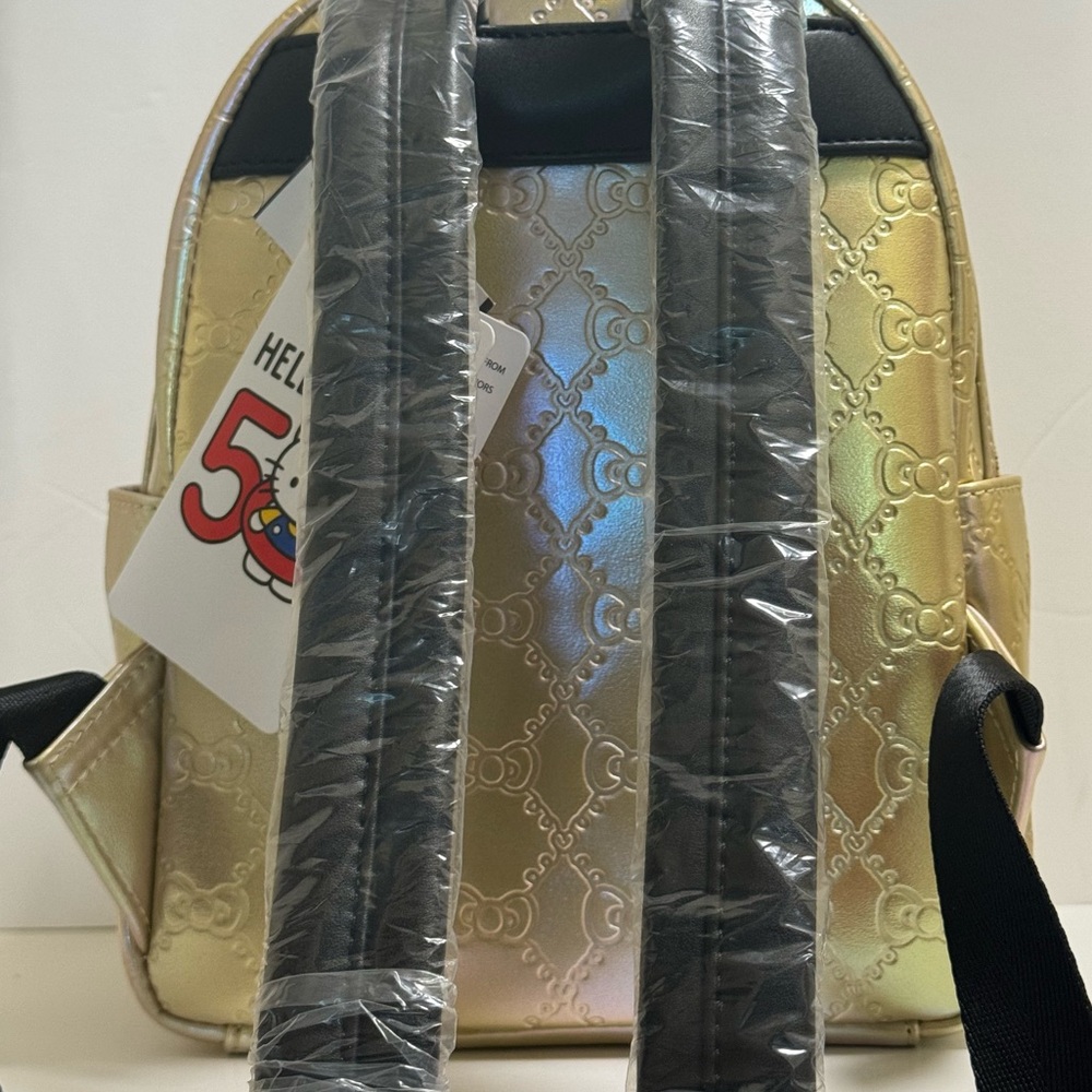 Hello Kitty Loungefly Sanrio Metallic Gold Backpack 50th Anniversary - Picture 9 of 12